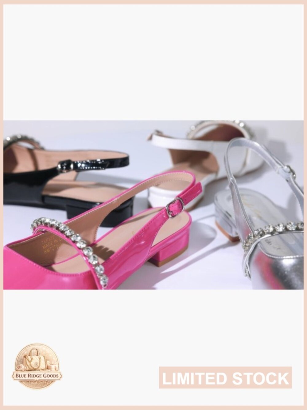 Slingback Rhinestone Pointed Toe Flats with Cushioned Insole - Picture 7 of 7